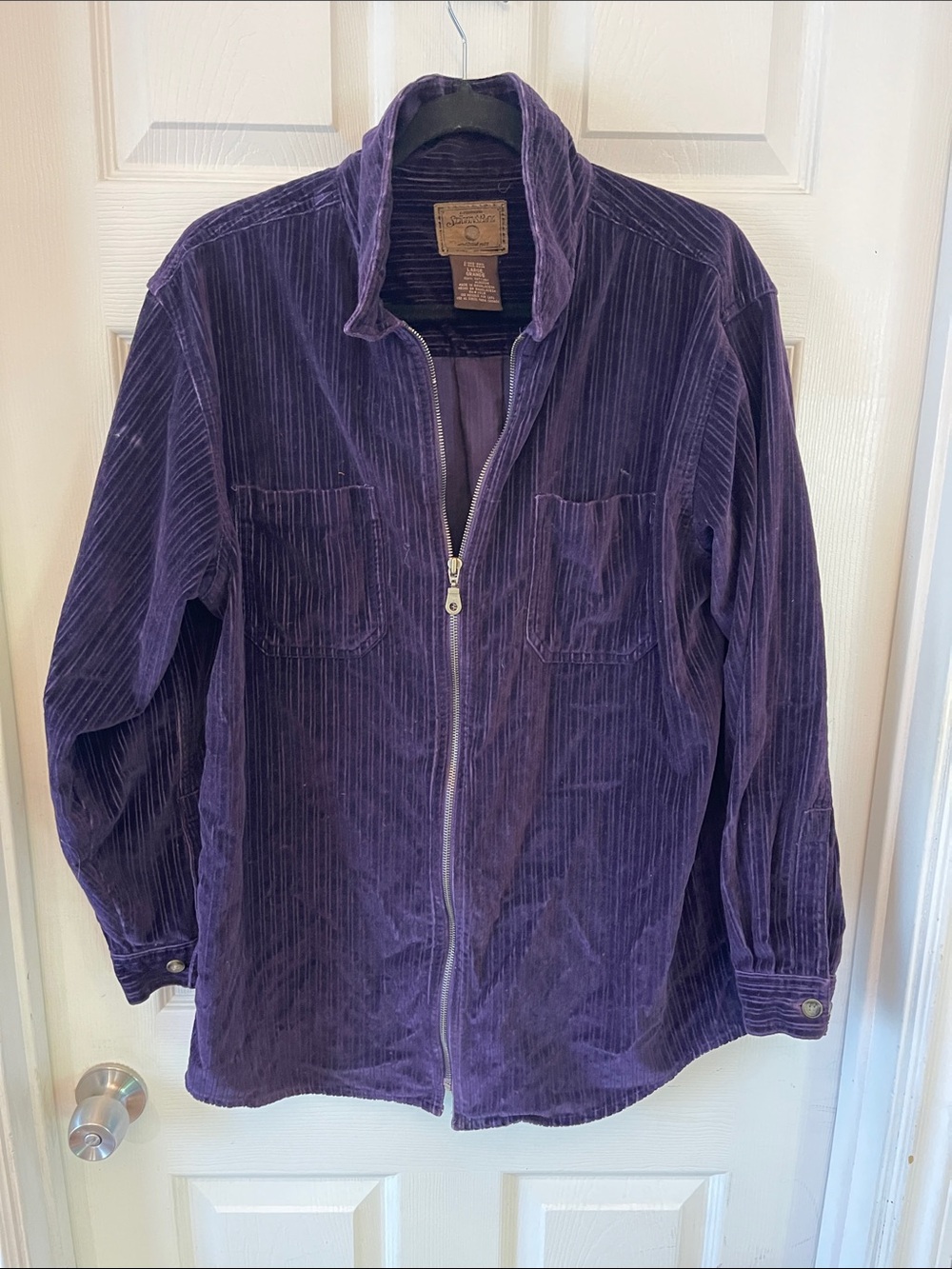 St. John's Bay Oversized Purple Corduroy Zip-Front Shirt Jacket